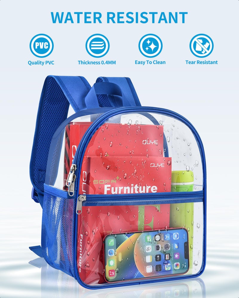 Paxiland Clear Backpack Stadium Approved 12Ã—12Ã—6 with Reinforced and Wider Shoulder Straps, Small Clear Bag for Schools, Concerts, Work, Festivals and Sporting Events - Blue - Image 5